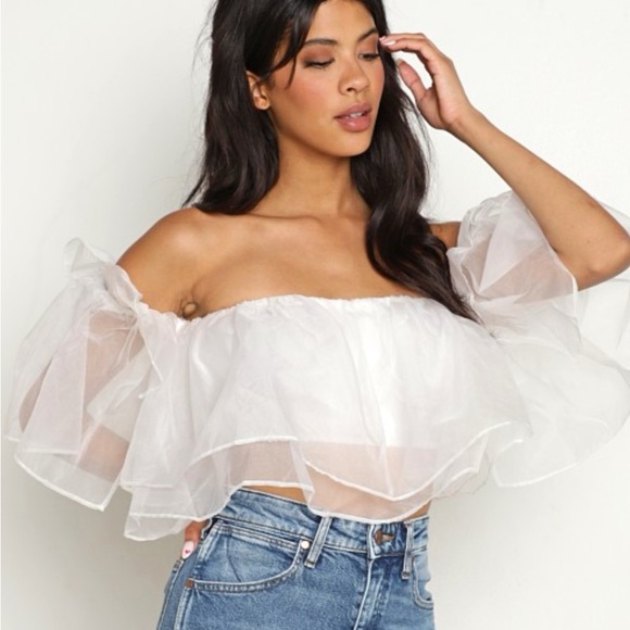 Brand New 12th Tribe Ruffle Organza Top in White - Picture 3 of 6
